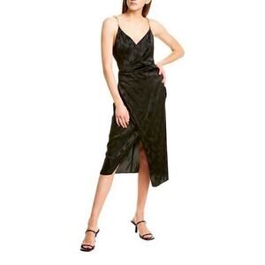 Ronny Kobo Talia Dress Black XS NEW silk blend Midi Faux wrap